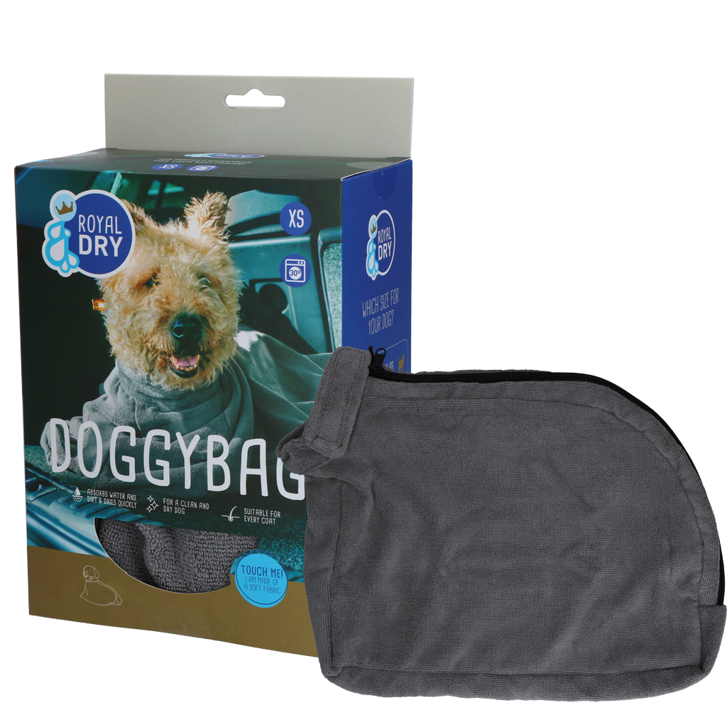 Royal Dry Hunde Trockenbeutel XS, Chenille-Mikrofaser, Rückenlänge 30 cm
