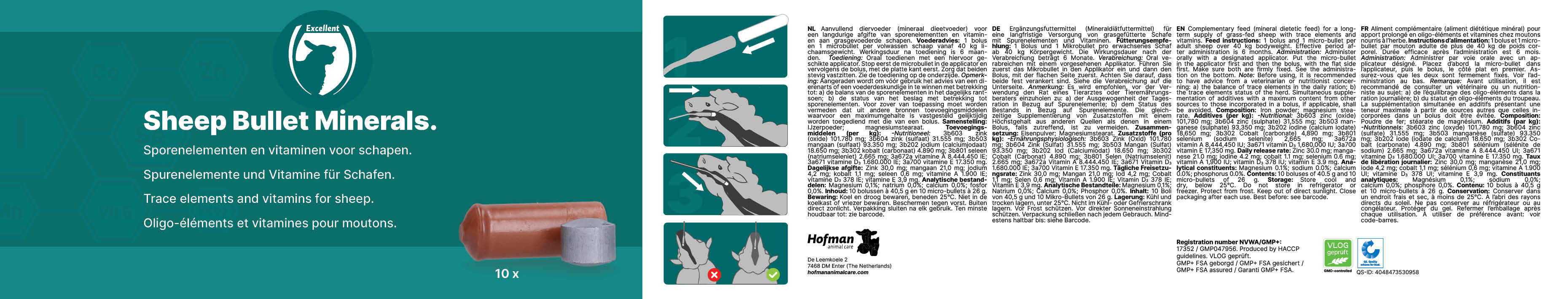 Sheep Bullet Mineralboli, kupferfrei, für Schafe, 6 Monate Wirkung, 10 St.