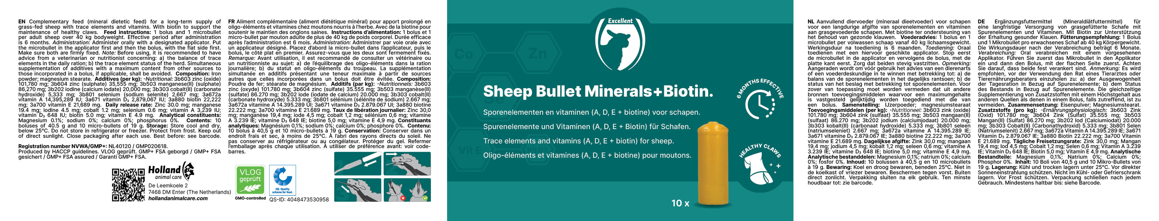 Excellent Schaf Mineralbolus, Biotin, für Schafe ab 40 kg, 10 Stück