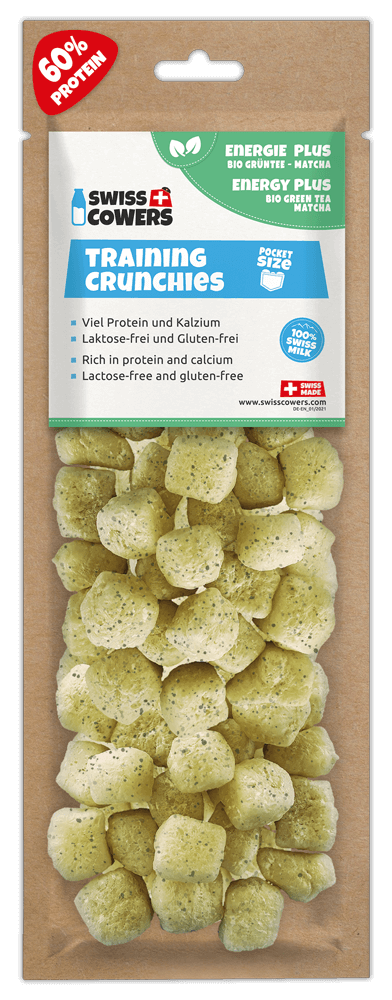SwissCowers Käsesnacks für Hunde, Training, Energy Plus, mit Bio-Grüntee, Ø 1,5 cm, 30 Stk