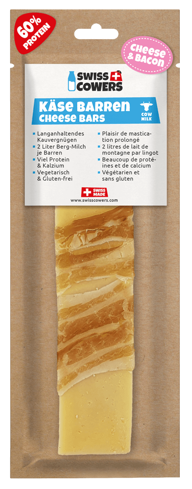 SwissCowers Käsestange Hund, Speck, L, 80 g
