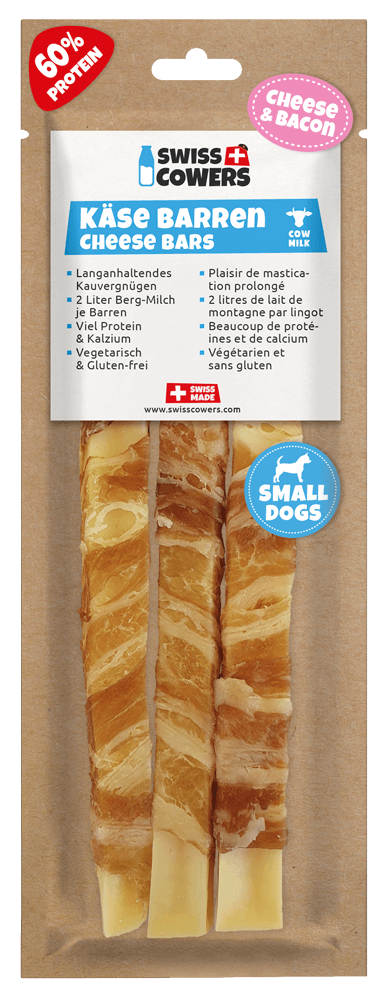 SwissCowers Käsestick für Hunde, Speck, S, 80 g