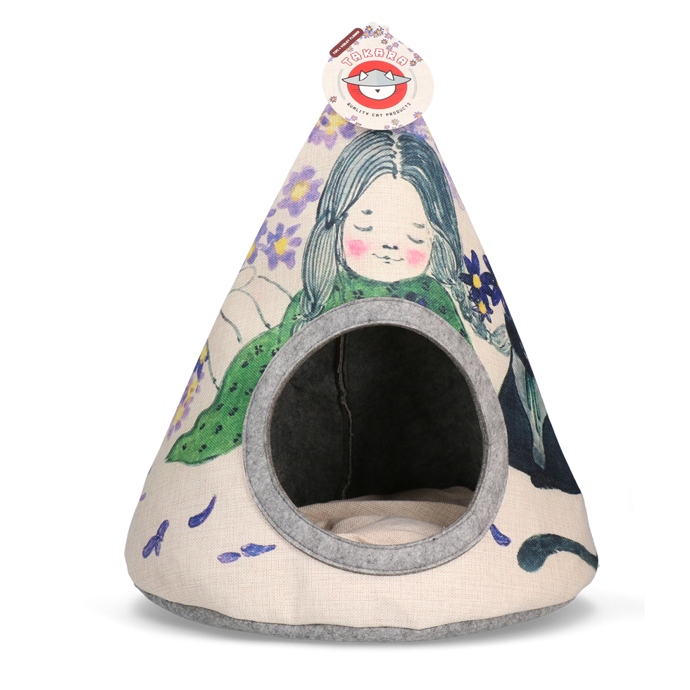Takara Katzen Tipi, Violet Flower, 42 x 56 cm, mit Kissen
