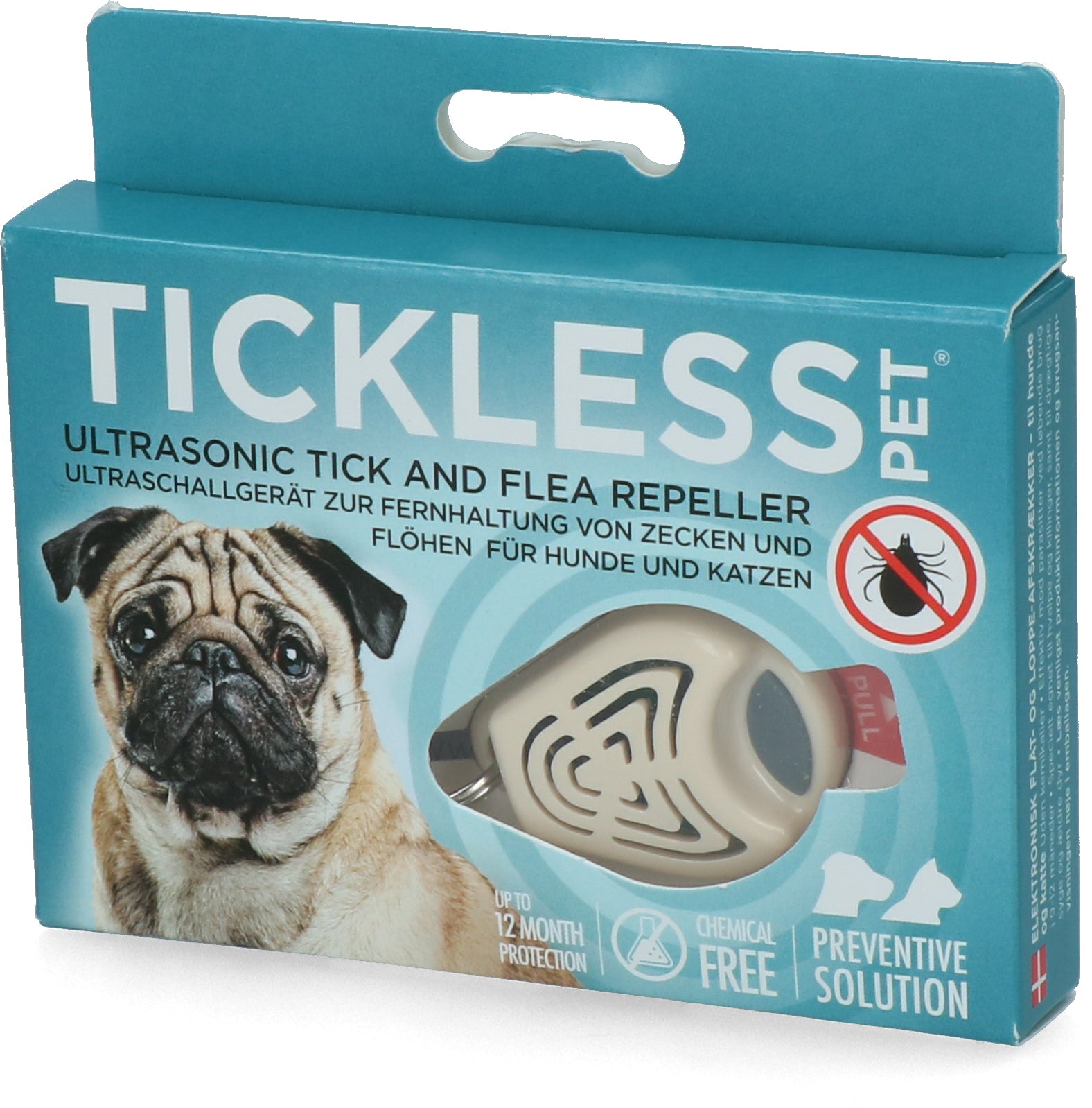 Tickless Pet Ultraschall Zeckenschutz für Hunde und Katzen, wirksam 6 Monate, beige
