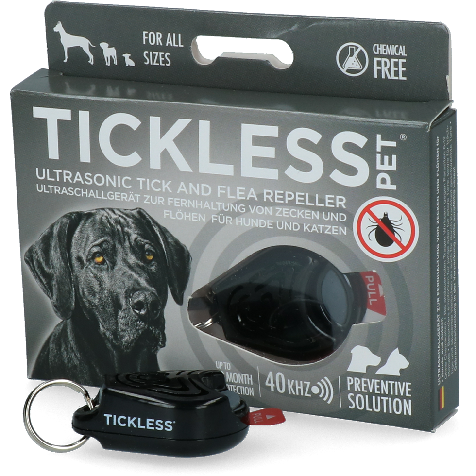 Tickless Ultraschall-Zecken- und Flohschutzgerät für Hund und Katze, mind. 6 Monate, schwarz