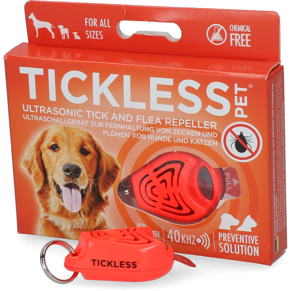 Tickless Ultraschall Zeckenschutz für Hunde und Katzen, 6 Monate Schutz, orange