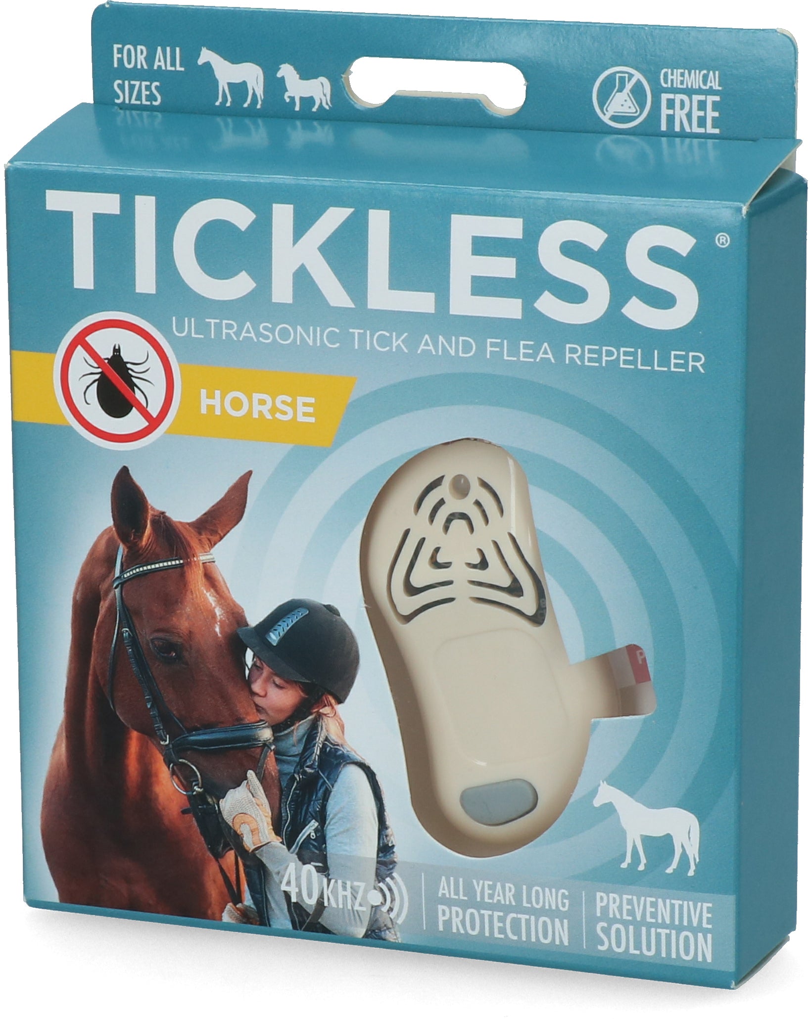 Tickless Zeckenschutzgerät für Pferde, Ultraschall, mind. 6 Monate Schutz, beige