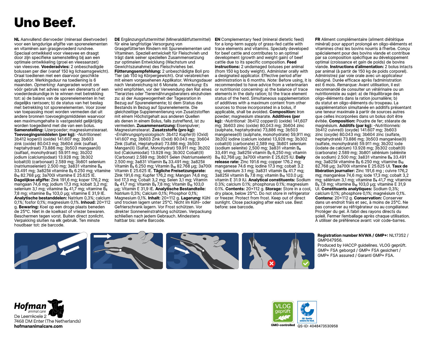 Excellent Uno Mineralienbolus, Fleischrinder, 6 Monate, 20 x 112 g