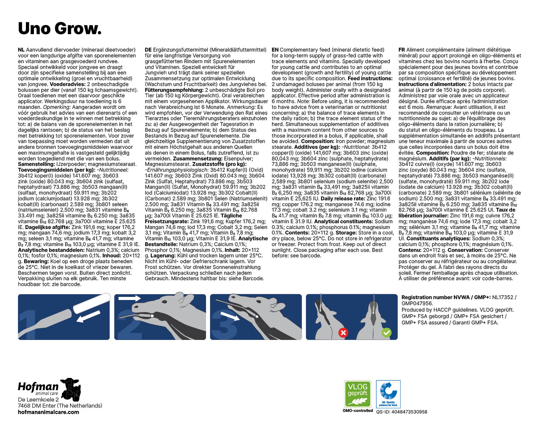 Excellent Uno Grow Mineralbolus, Jungvieh, 6 Monate, 20 x 112 g