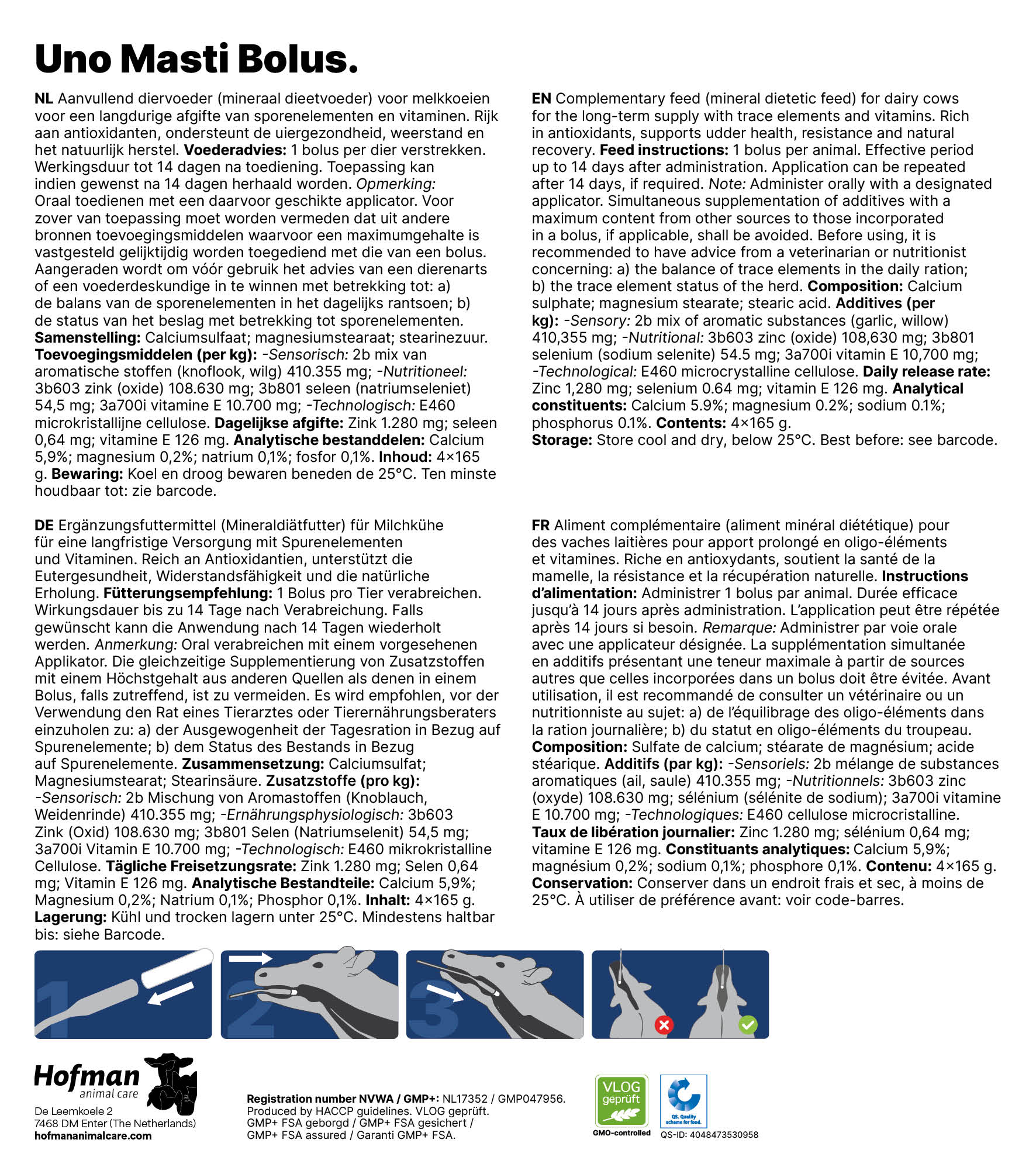 Excellent Uno Masti Bolus, Ergänzungsfuttermittel für Milchkühe, 4 Stk