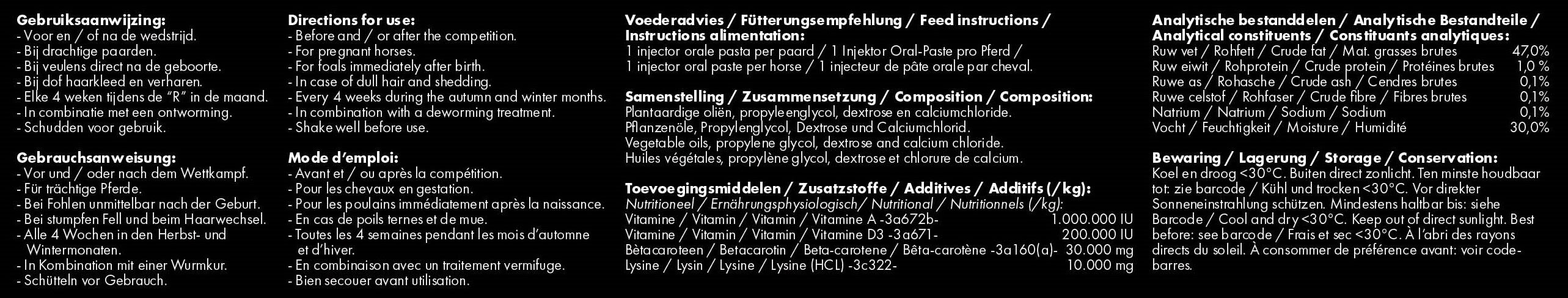 Excellent Horse Vitasporal, Ergänzungsfuttermittel für Pferde, Vitamine A D E, Beta-Carotin, 12 ml