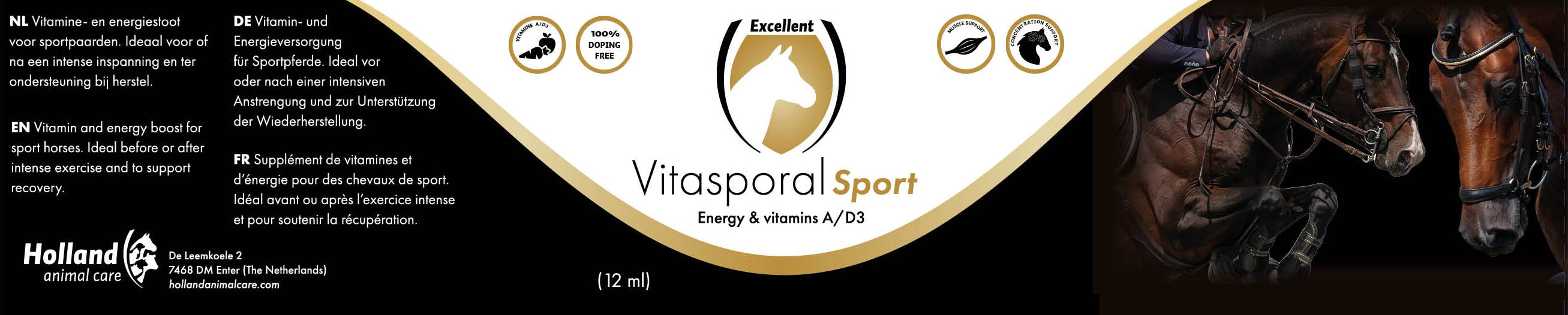 Excellent Horse Vitasporal Sport, Ergänzungsfuttermittel für Pferde, 12 ml