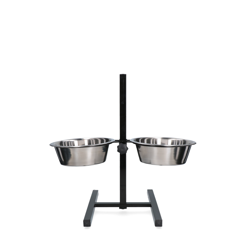 Futter- und Trinkschale aus Edelstahl mit T-Ständer, robust und hygienisch