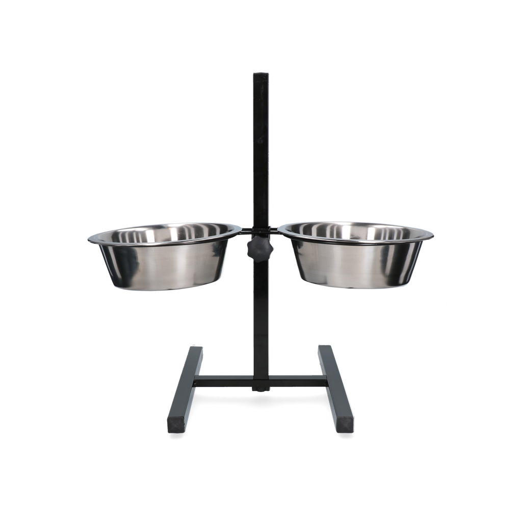 Futter- und Trinkschale aus Edelstahl mit T-Ständer, robust und hygienisch