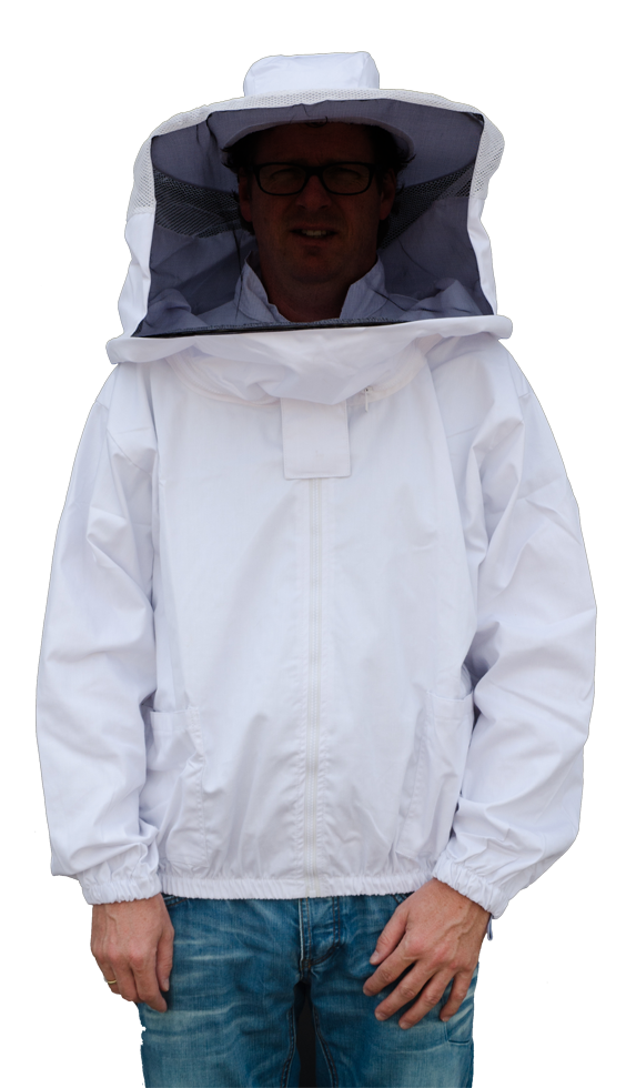 Imkerjacke, Baumwolle, integrierter Hut, Größe L, Hofman Pest Control