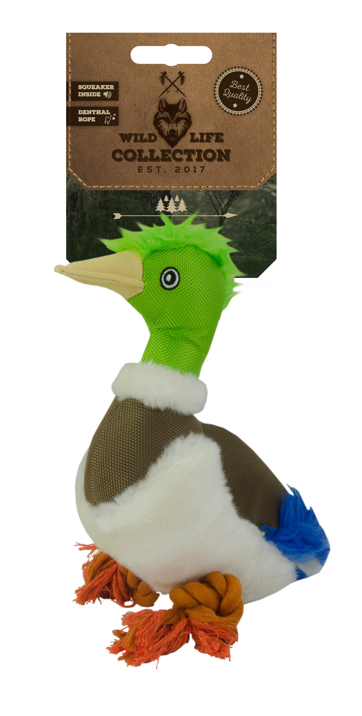 Hundespielzeug Ente, Plüsch, Quietscher, Wild Life Collection