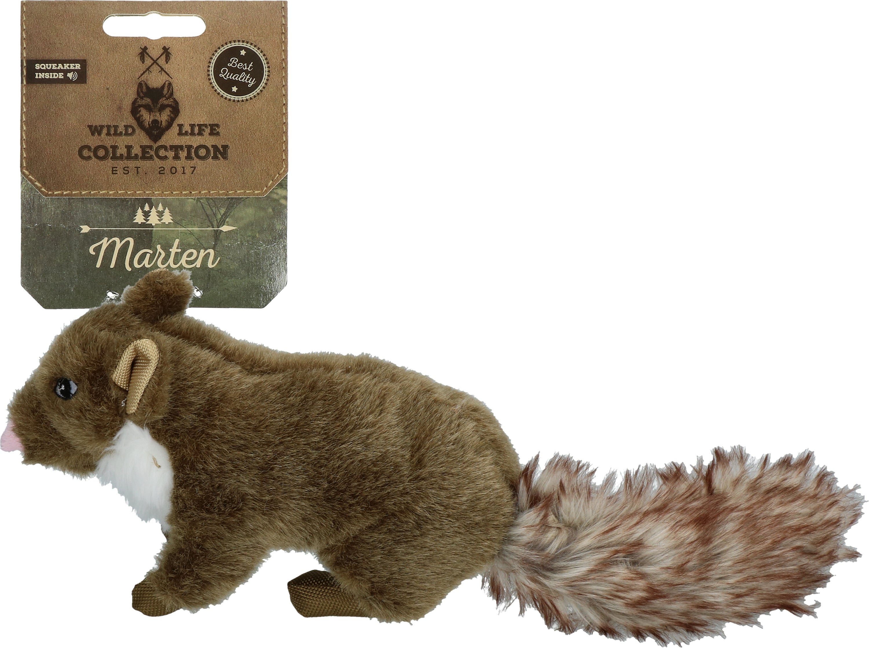 Wild Life Collection Hundespielzeug Marder, Plüsch, mit Tau, mit Quietscher