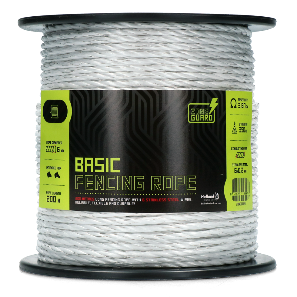ZoneGuard Zaunseil, Ø 6 mm, weiß, 200 m