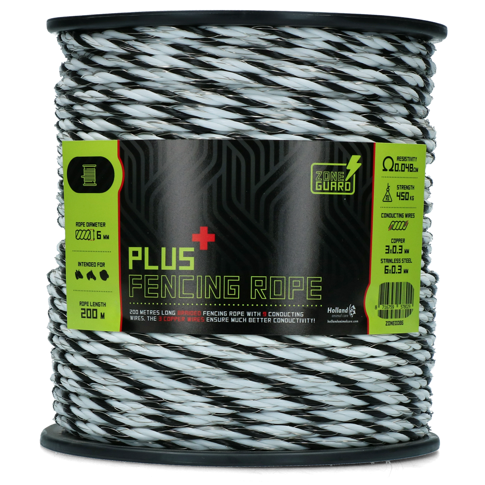ZoneGuard Zaunseil, Ø 6 mm, weiß/schwarz, 200 m