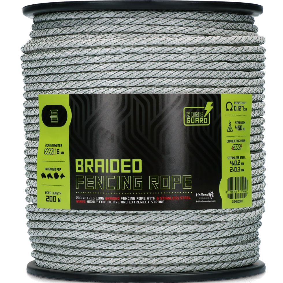 ZoneGuard Zaunseil, geflochten, Ø 6 mm, weiß/grün, 200 m