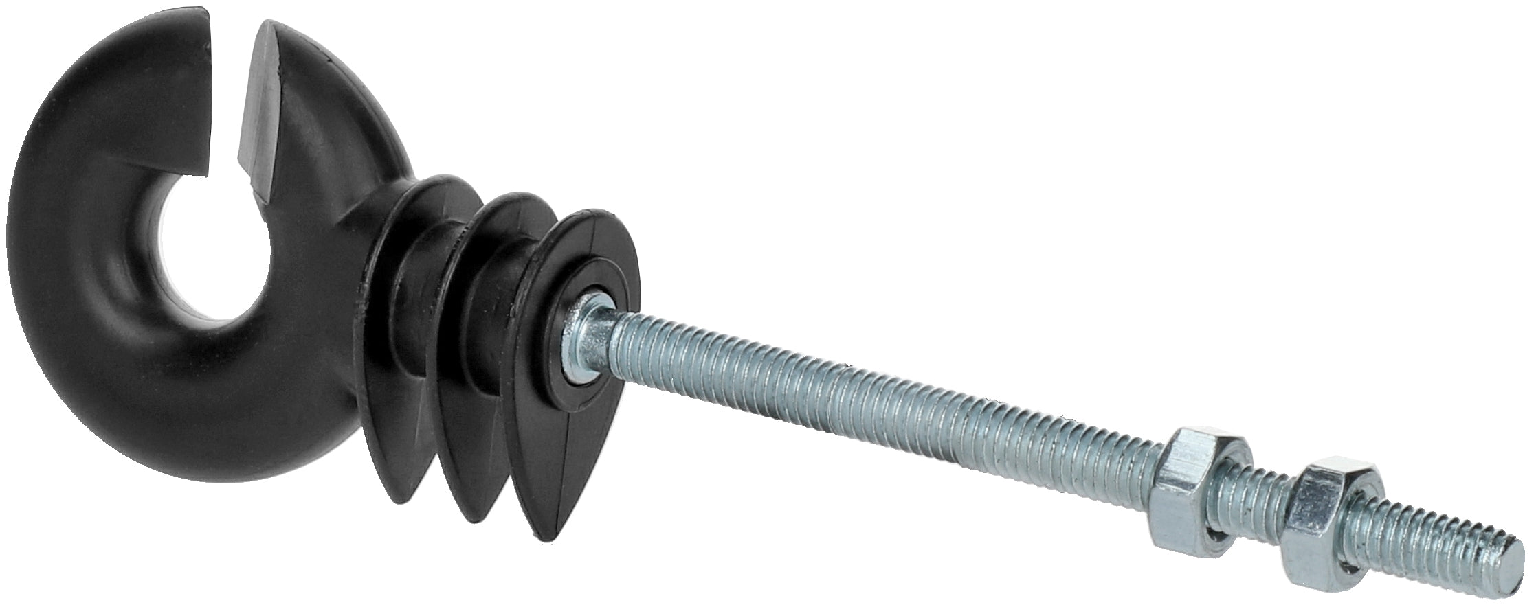 Zoneguard Schraub-Ringisolator, Länge 80 mm, für Seil/Litze bis Ø 6 mm, verzinkte Stütze 8 cm, 25 Stk