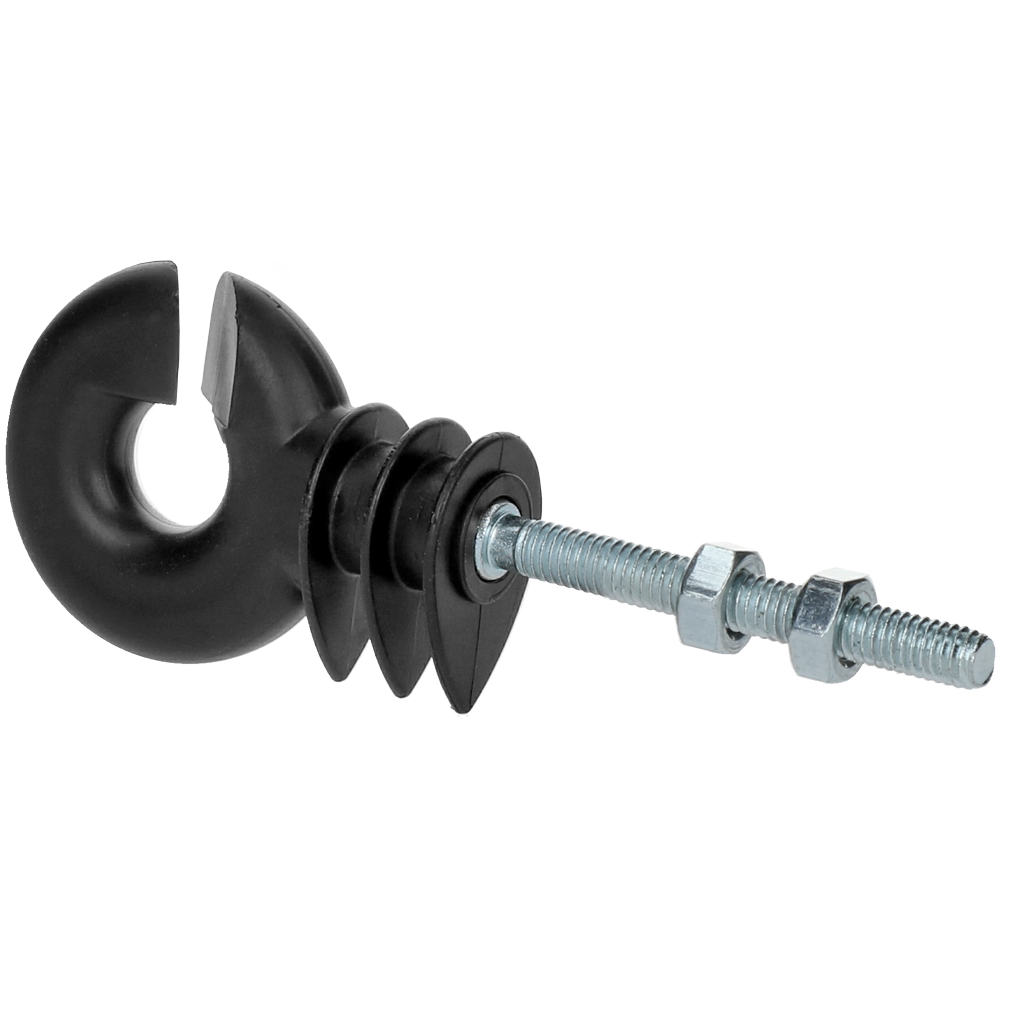 ZoneGuard Ringisolator, schwarz, Metallkern, mit Schraube, für Draht und Seil bis 6 mm, 25 Stk