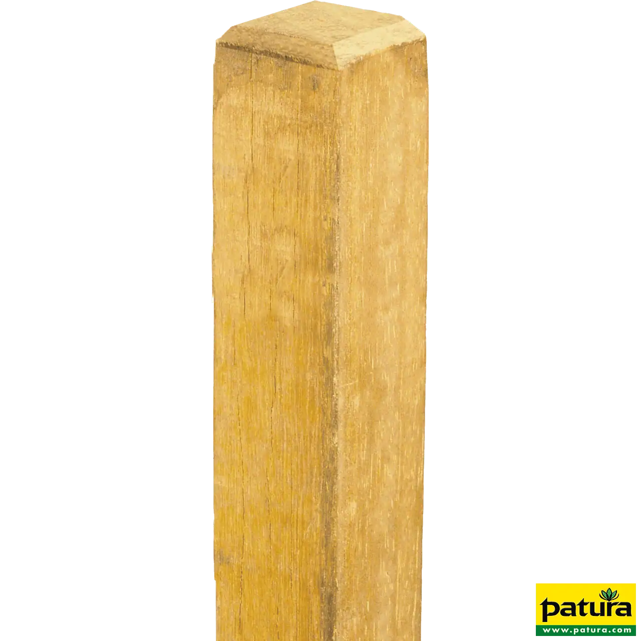 Robinienpfahl, vierkant, 1500 x 60 x 60 mm, gesägt, gefast, 4-fach gespitzt, sägerau