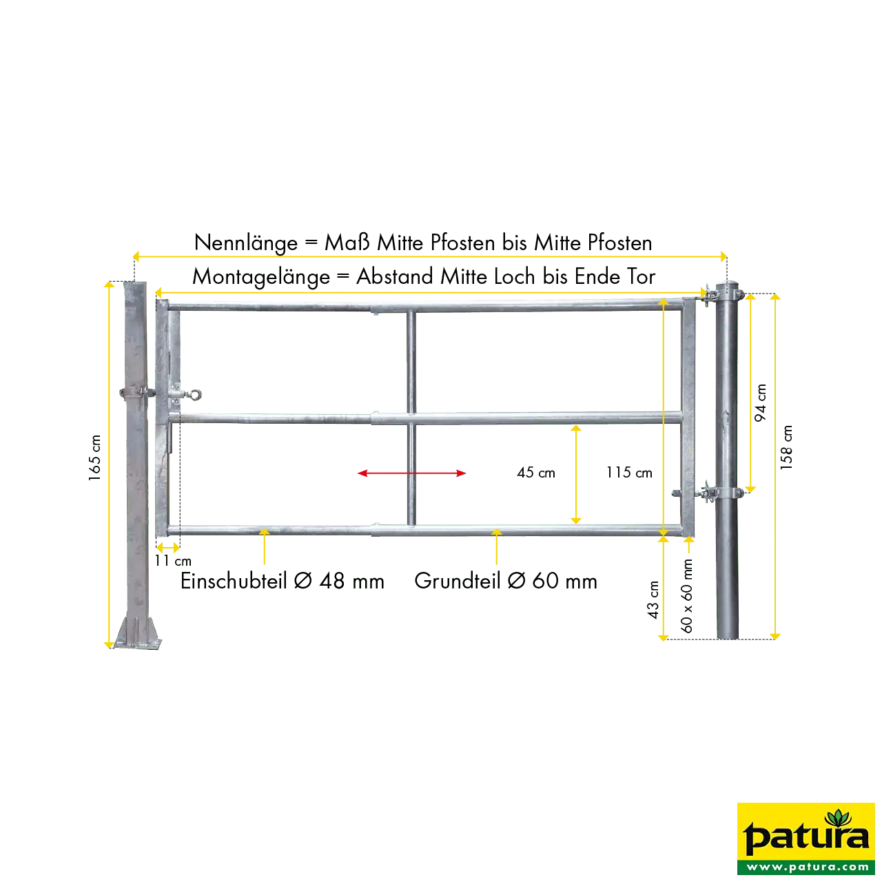 Stalltür RS3 3/4, Schnellverschluss, Montagelänge 2,90–3,90 m, für Pferde und Ponys