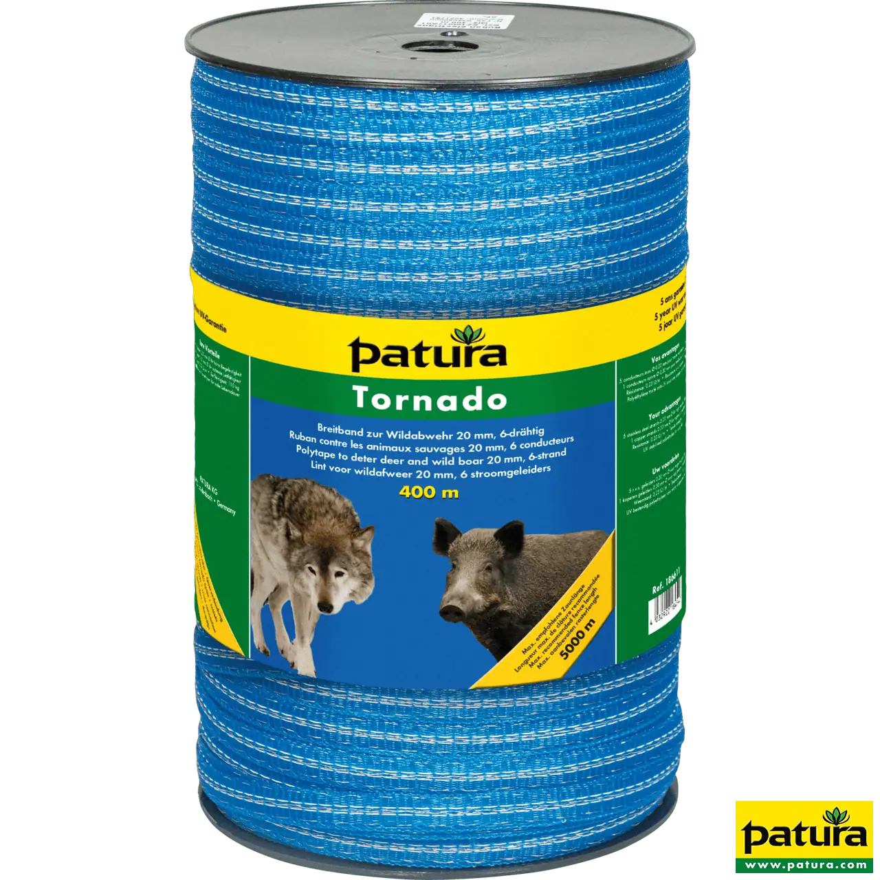 Tornado Breitband 20 mm, 400 m Rolle 5 Niro 0,20 mm, 1 CU 0,30 mm, blau