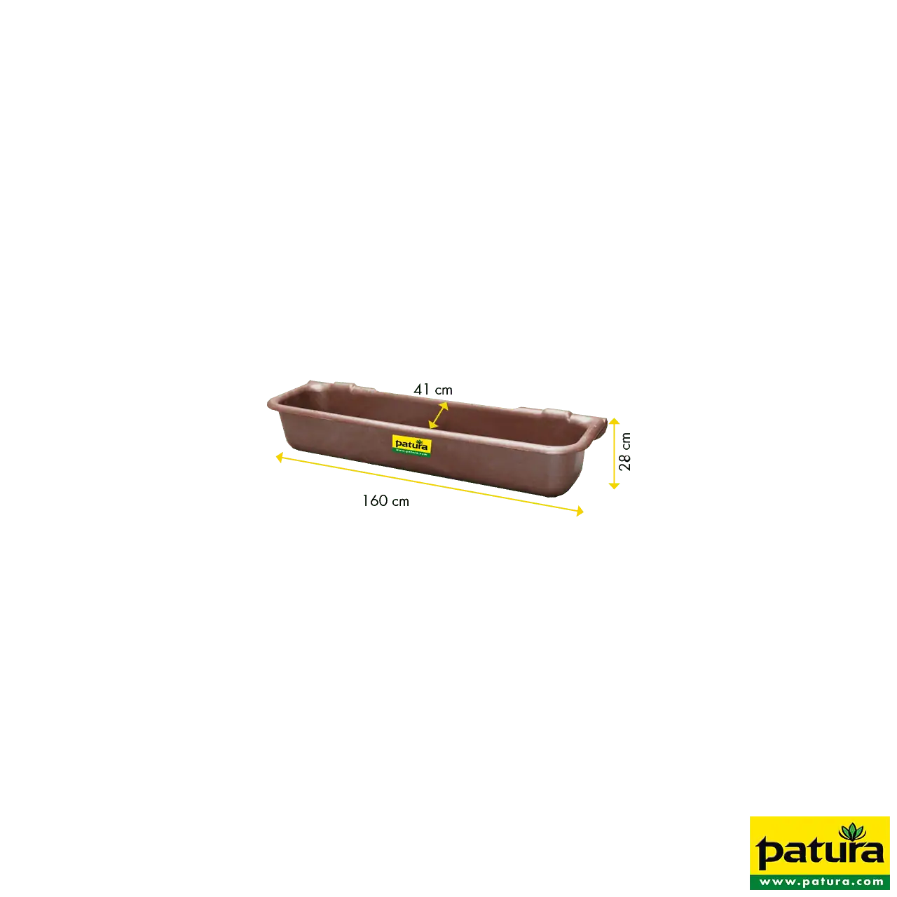 Kunststoff-Langtrog, 120 l, zum Einhängen in Rohre bis 2", braun, 160 x 51 x 28 cm