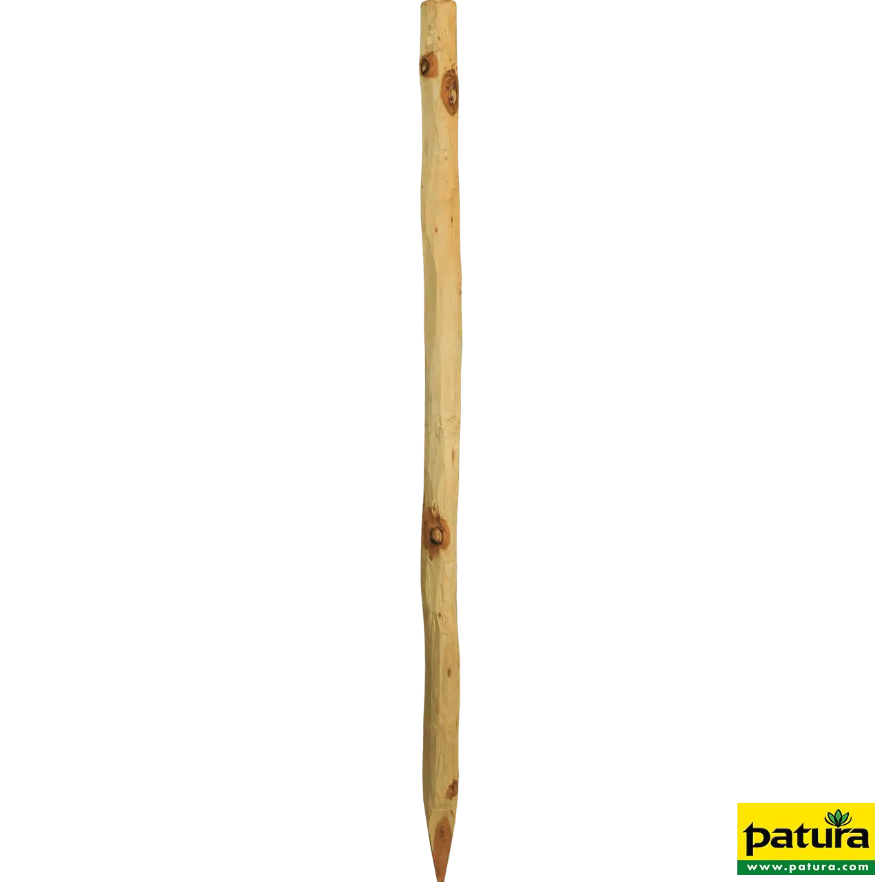 Robinienpfahl, rund, 2,0 m, d=6-8 cm, gefast, 4-fach gespitzt, entrindet