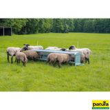 Lämmer-Futterautomat, L= 1,25 m, fahrbar Inhalt ca. 120 ltr., mit Dach, verzinkt
