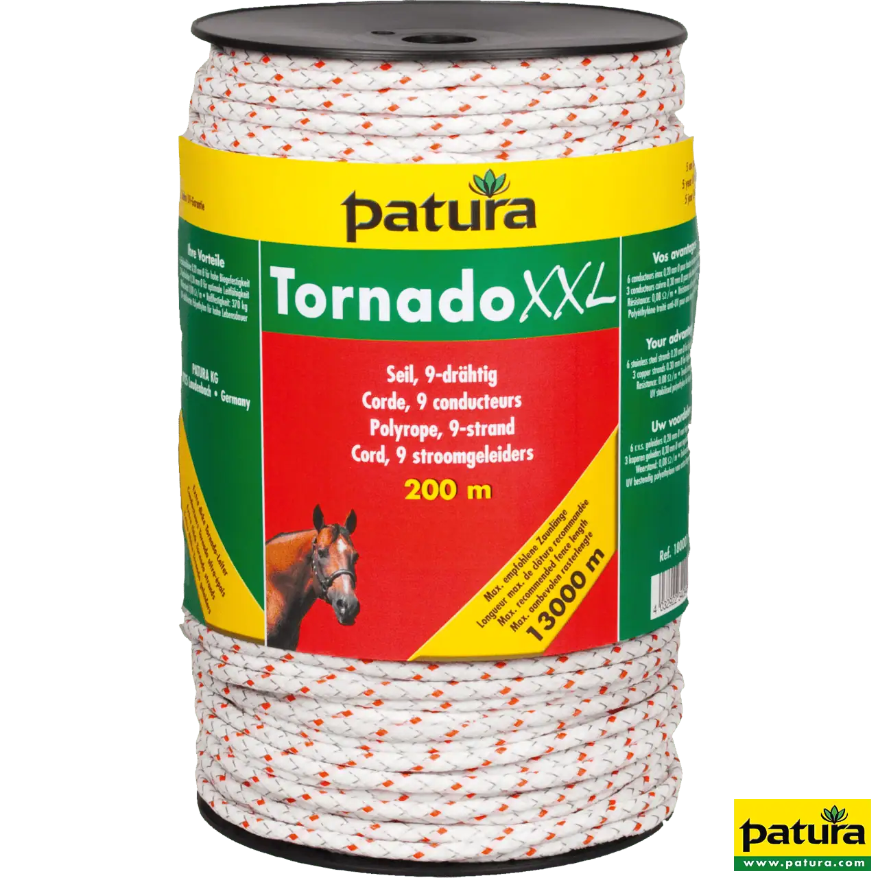 Tornado XXL Seil, 200 m Rolle, 6 Niro 0,20 mm, 3 Cu 0,30 mm, weiß-rot