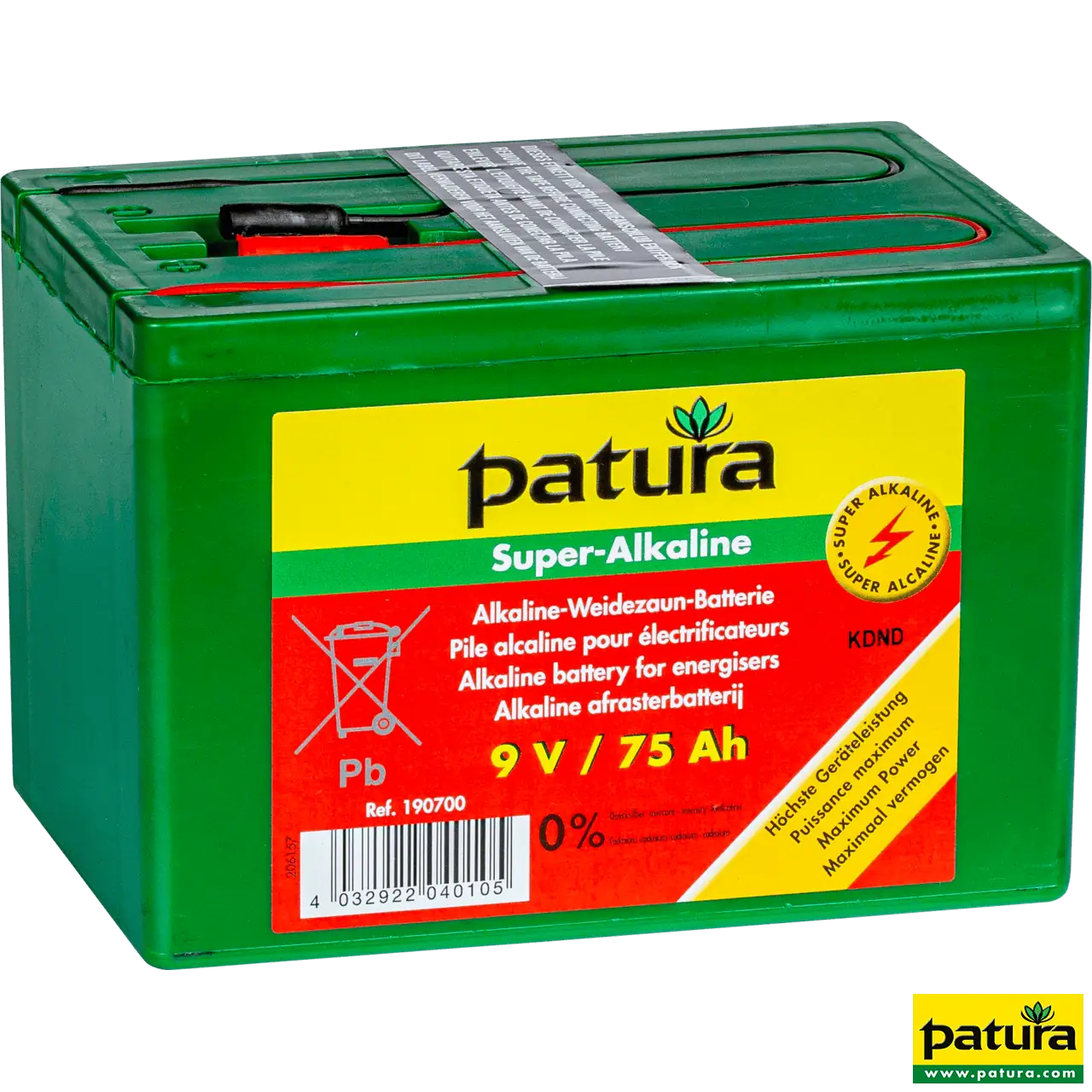 Super-Alkaline Weidezaun-Batterie, 9 V, 75 Ah