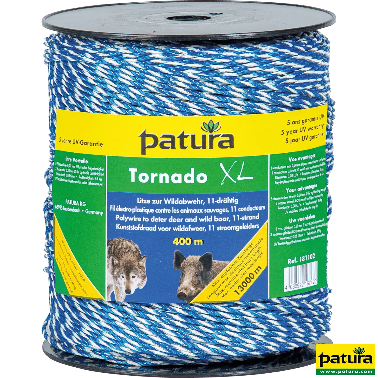 Tornado XL Litze, 400 m Rolle 8 Niro 0,20 mm, 3 Cu 0,30 mm, blau-weiß