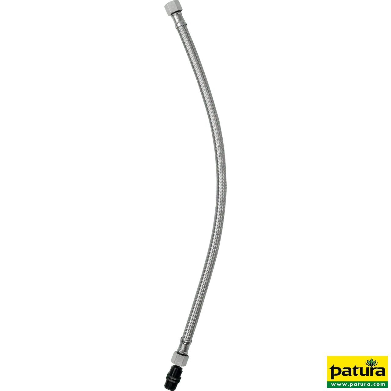 Flexibler Anschluss-Schlauch, Edelstahl-Drahtumflechtung, 600 mm, IG/IG 1/2", 2 Gummidichtungen
