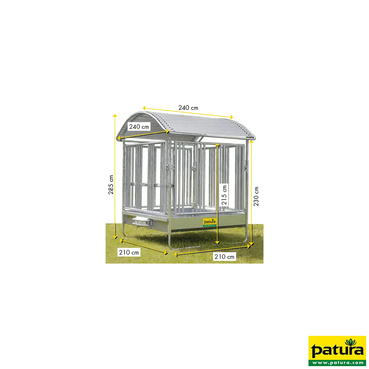 Profi-Viereckraufe mit Sicherheits-Pferdefressgittern und Dach