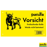 Warnschild, Vorsicht freilaufender Bulle – Weide nicht betreten, Kunststoff, gelb, Deutsch