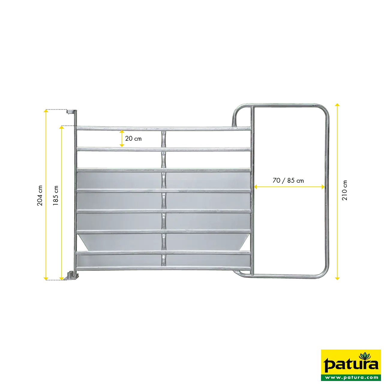 Panel-8 mit Rahmen Plus 3,05 m, H= 2,10 m, vz, Durchgangsbreite 70 cm