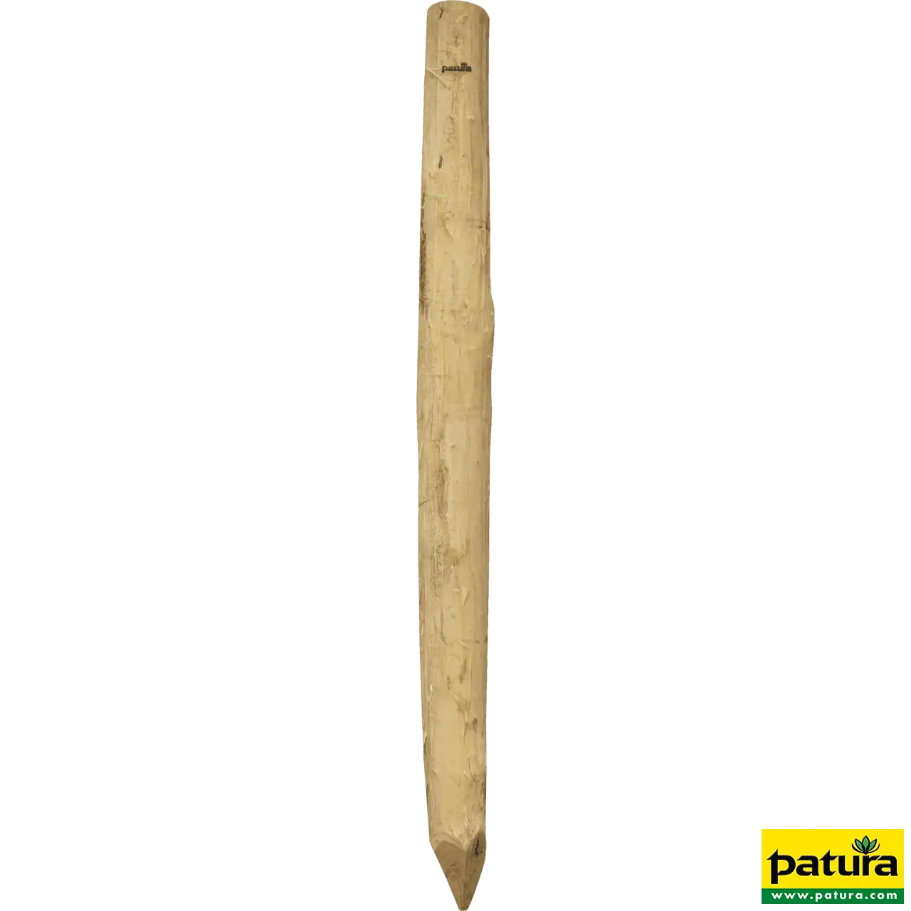 Robinienpfahl, rund, 2500 mm, Ø 14–16 cm, gefast, 4-fach gespitzt, entrindet