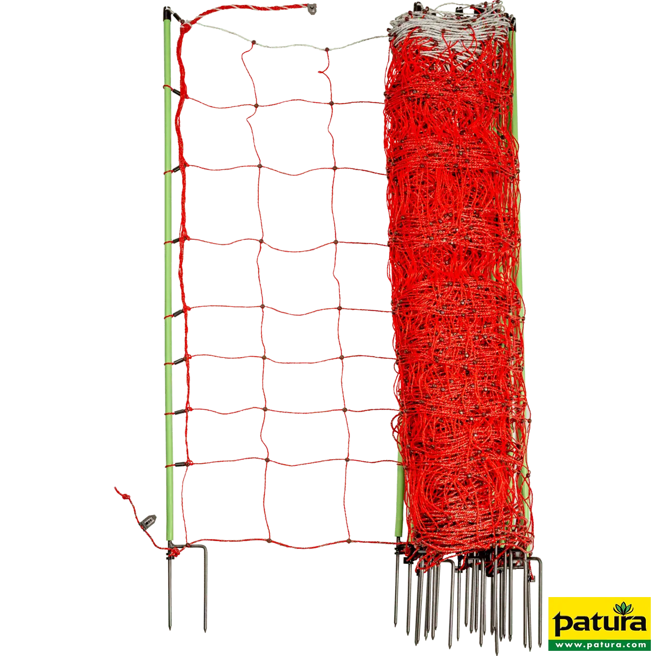 Elektrozaunnetz mit Erdleiter, 106 cm hoch, Doppelspitze, orange, 50 m
