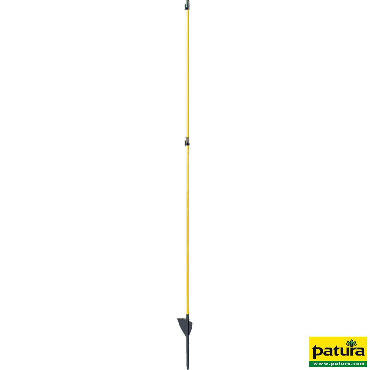 Oval-Glasfiberpfahl, Glasfiberspitze 1,60 m Triffstufe, 2 Isolatoren