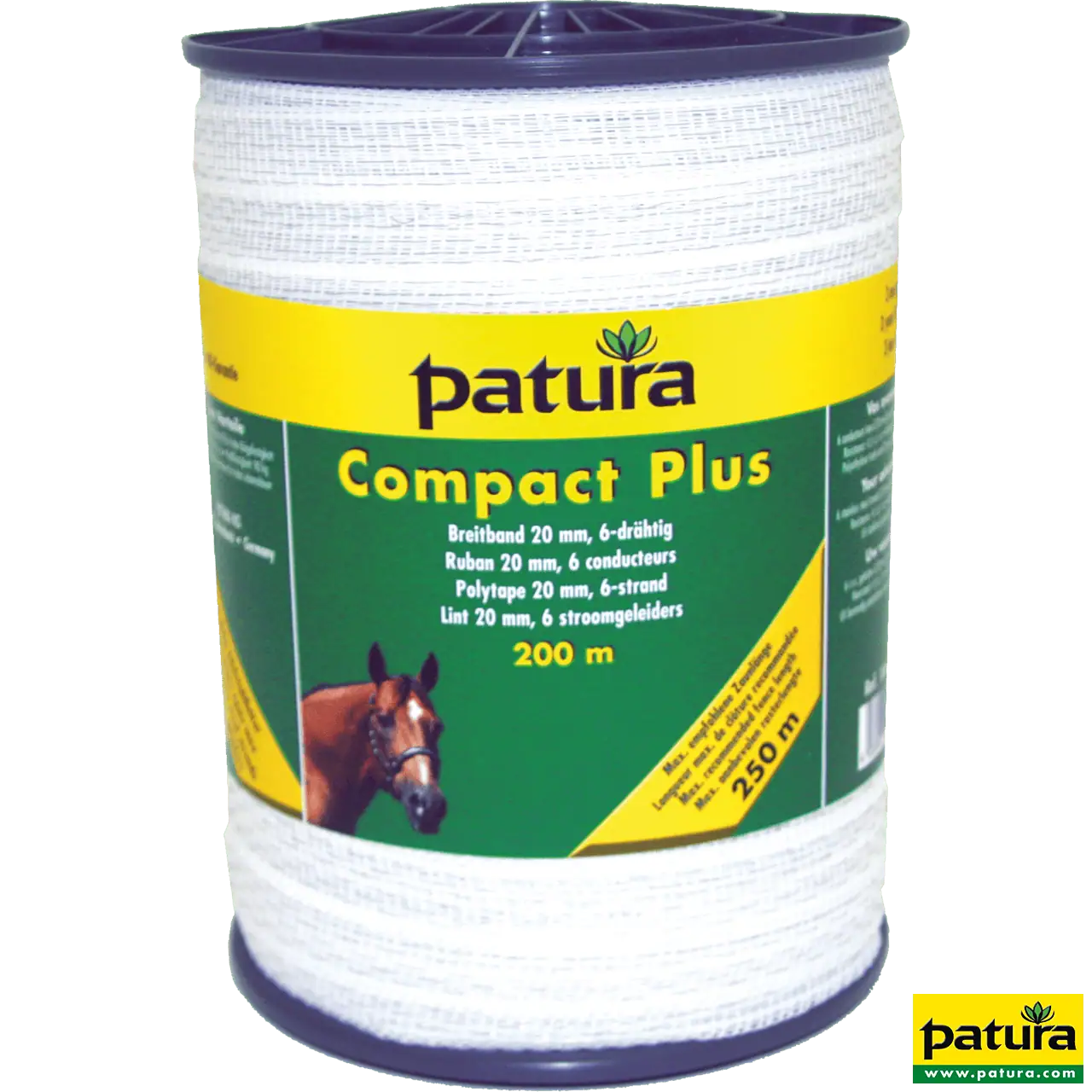 PATURA Breitband Compact Plus, 20 mm, 6 Edelstahlleiter Ø 0,20 mm, weiß, 200 m
