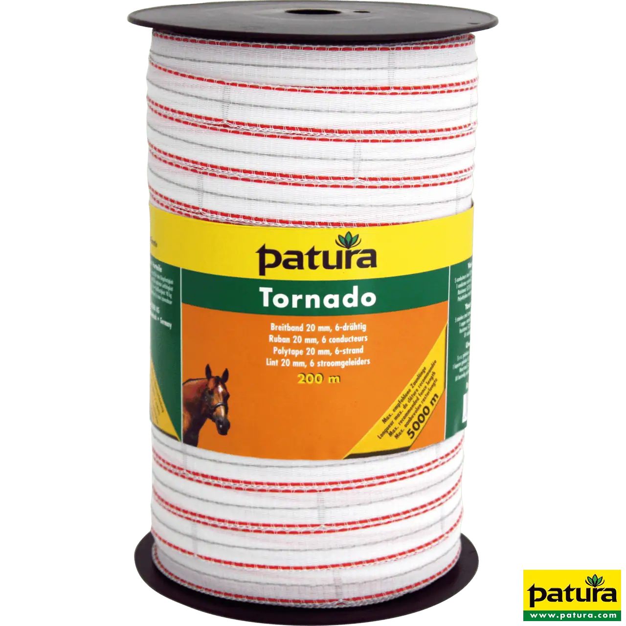 Tornado Breitband 20 mm, 200 m Rolle 5 Niro 0,20mm, 1 Cu 0,30mm, weiss-orange