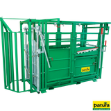 Behandlungsstand A6000, Heckschiebetür, Fangkorb 2-flügelig, stufenlose Halsfangvorrichtung, 3,2 m x 1,3 m x 2,05 m, 661 kg