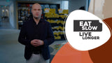 Eat Slow Live Longer Leckmatte, rund, Silikon, rosa, Ø 21 cm