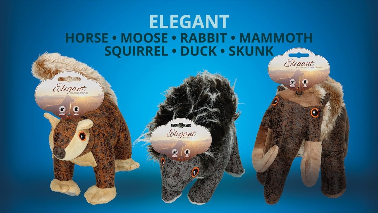 Hundespielzeug Elch, Plüsch, Grau, mit Quietscher, 29 x 23 x 25 cm